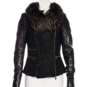 Rebecca Minkoff Moto Raccoon Fur Moto Jacket